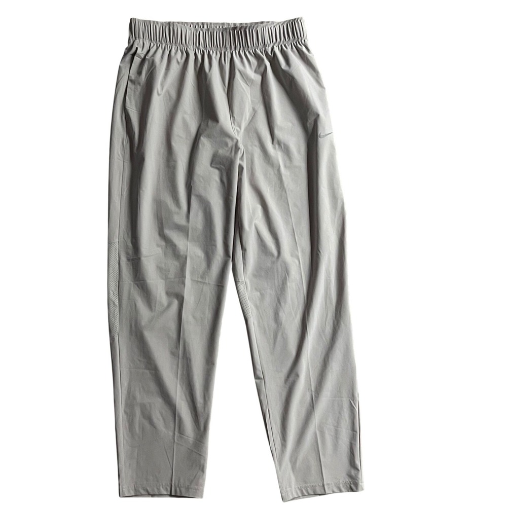 Nike Dri-FIT Womens Tapered Training Pants Light Gray Mesh Vented Joggers Size M